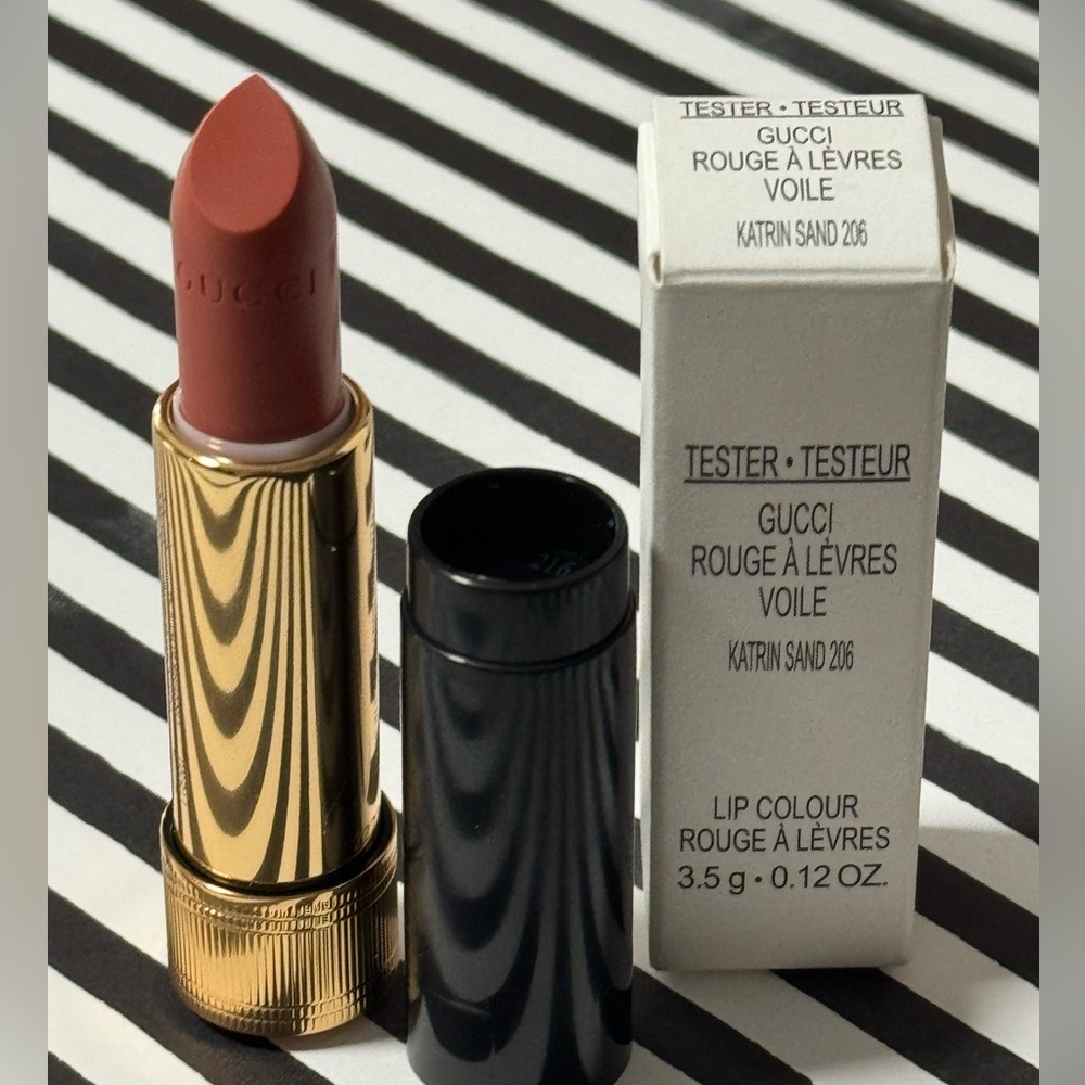 2-Gucci Rouge À Lèvres Voile Lipstick Colour ~New Tester Cap/Box~206 Katrin Sand